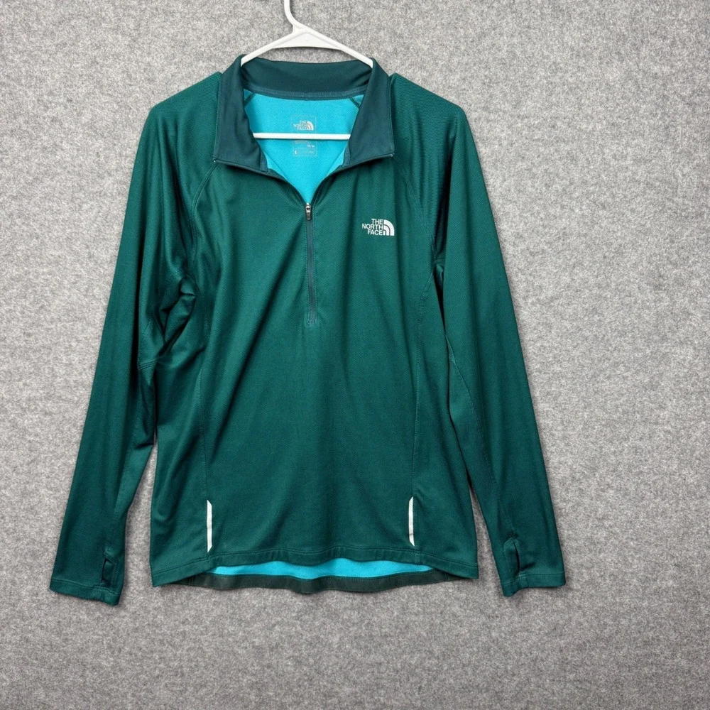 The‎ North Face Mens FlashDry Quarter Zip Pullover Green Long Sleeve Size M